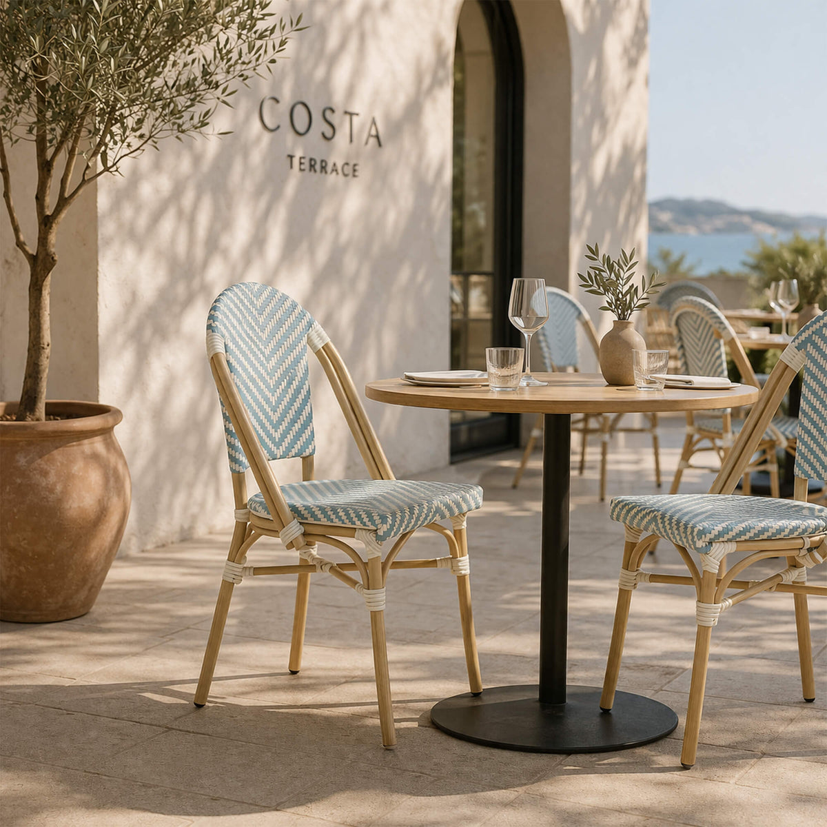 Bistrostol Amanda – Blå/vit