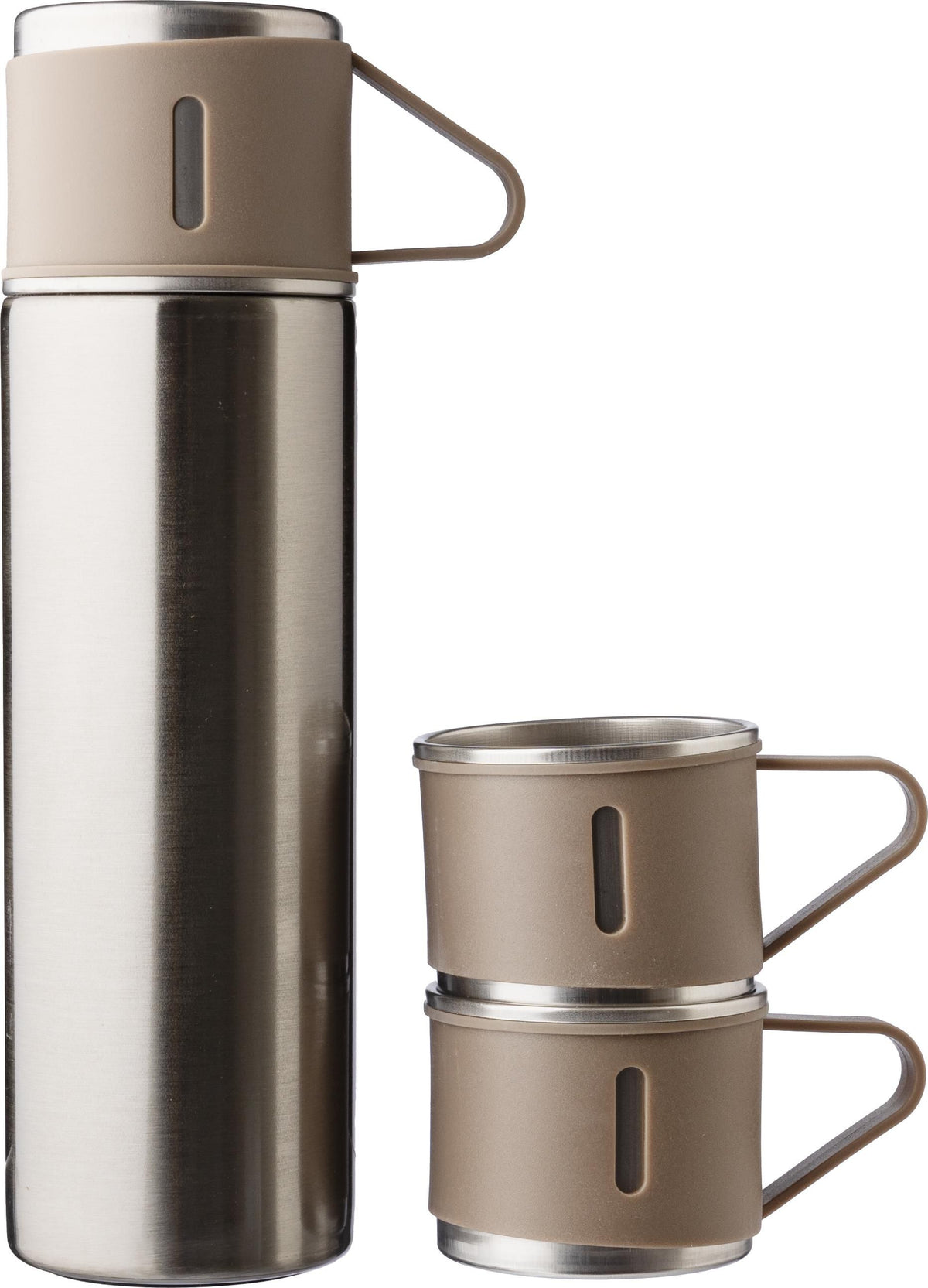 Termosflask-set | Rostfritt stål | 420 ml + 2 muggar