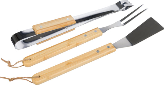 Grillset Kaitlyn | Rostfritt stål | 3 delar | Trähandtag