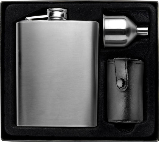 Pocketflask-set Brittany | Rostfritt stål 304 | 220 ml | 4 koppar